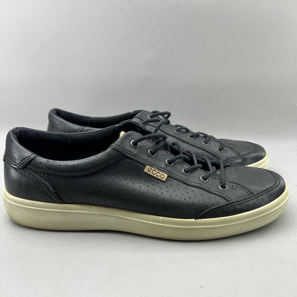 Ecco Soft 7 Perforated Shoes Men Size 13 Black Leather Casual Comfort Sneakers